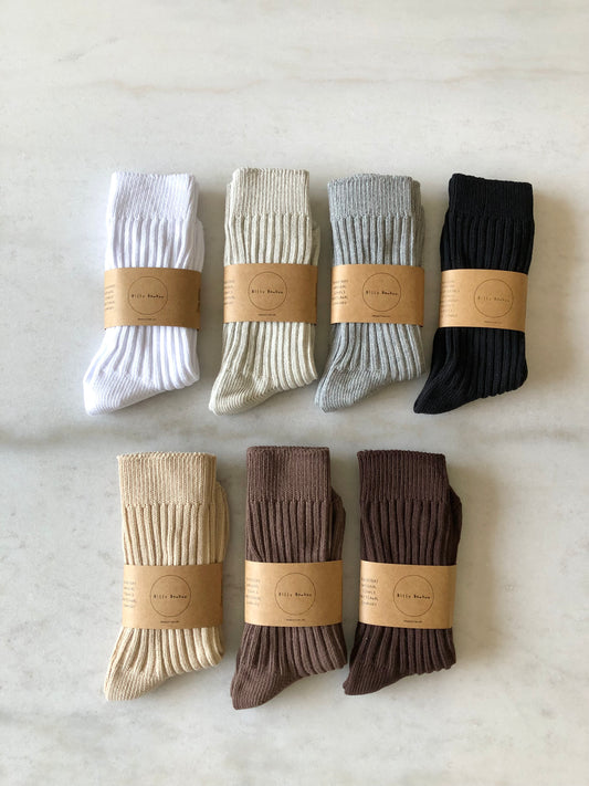 RIBBED COTTON HIGH SOCKS - neutral