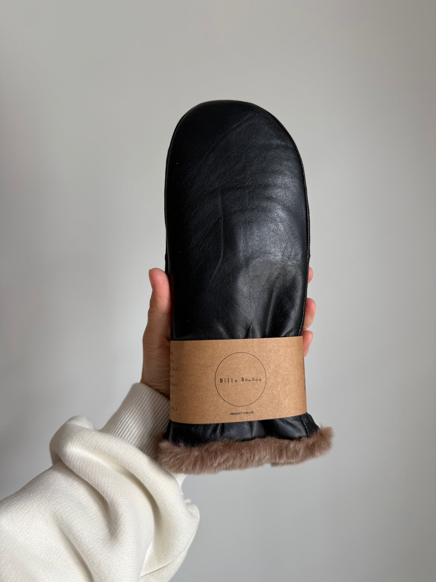 LEATHER SHEARLING MITTENS