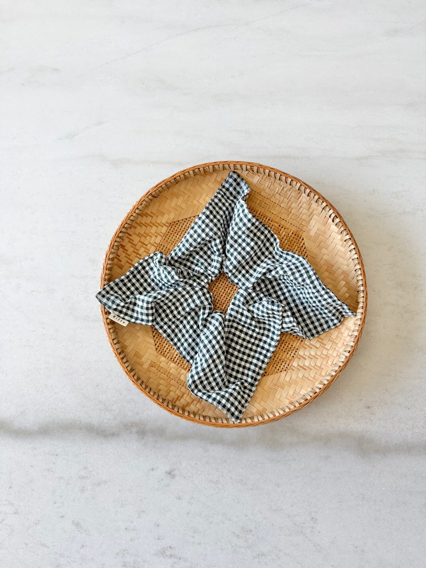 MINI GINGHAM PETAL SCRUNCHIES - neutral