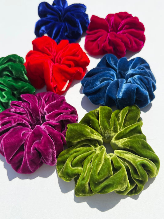 SILK VELVET SCRUNCHIES - crystal bright