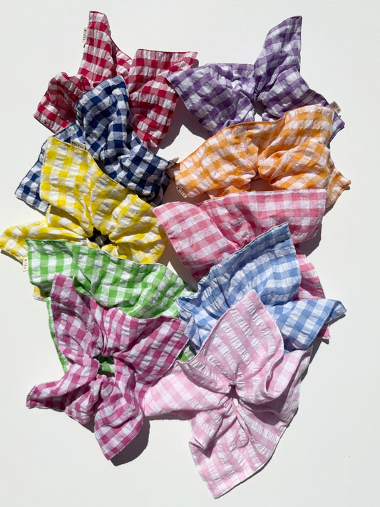 GINGHAM PETAL SCRUNCHIES - crystal bright