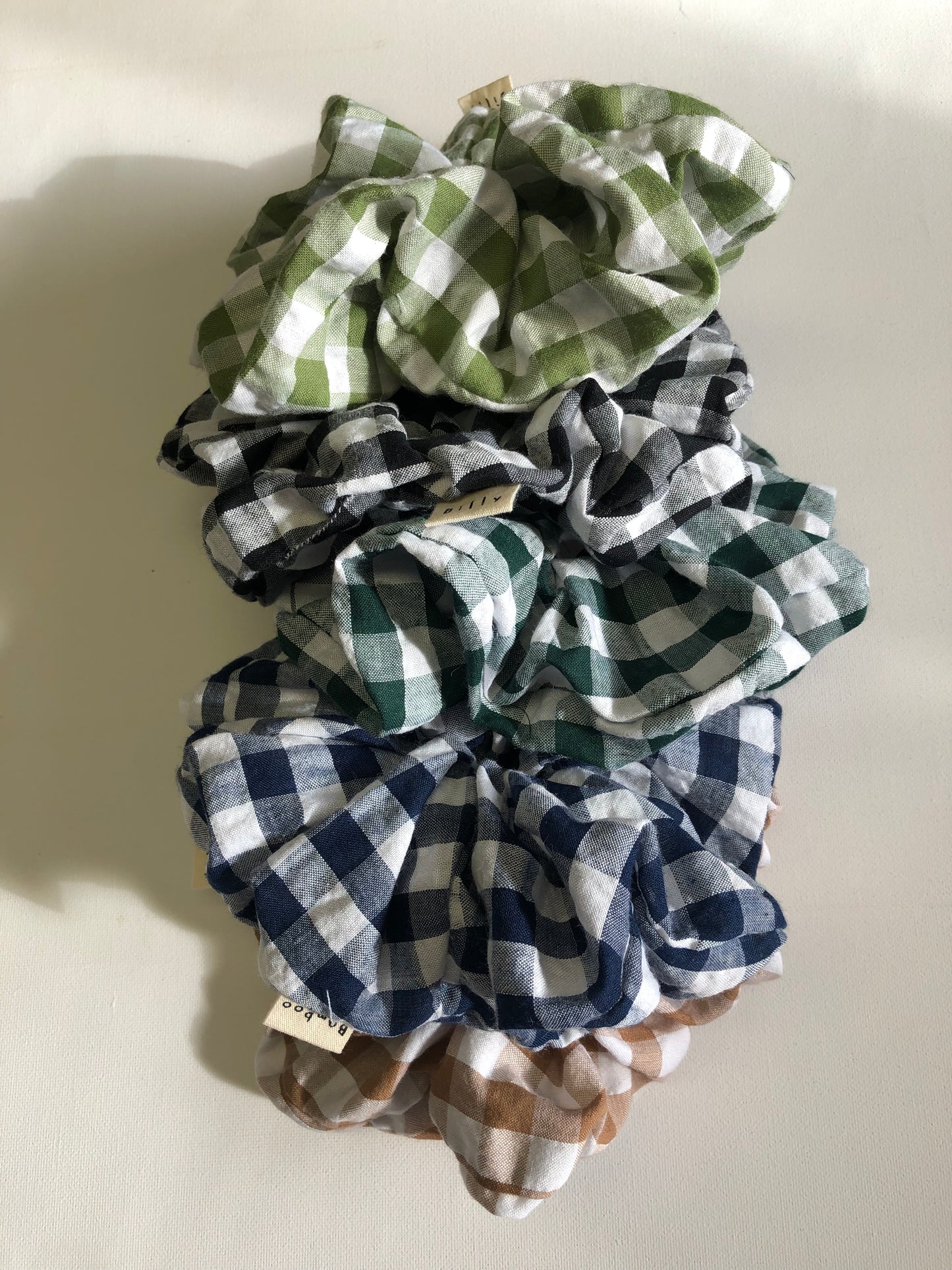 GINGHAM SEERSUCKER SCRUNCHIES  - neutral