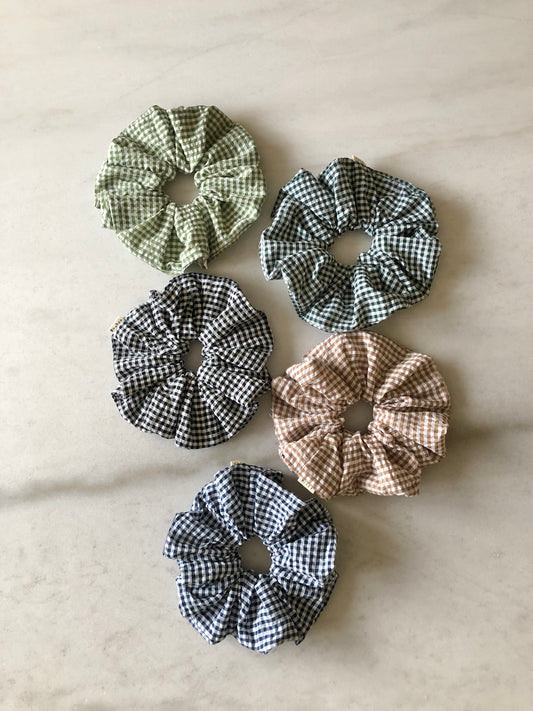 MINI GINGHAM SEERSUCKER SCRUNCHIES - neutral
