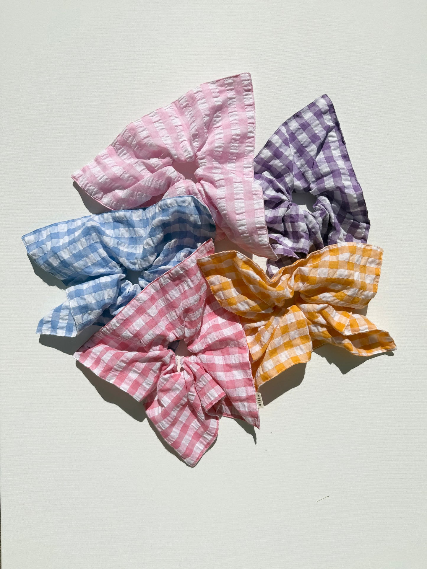 GINGHAM PETAL SCRUNCHIES - crystal bright