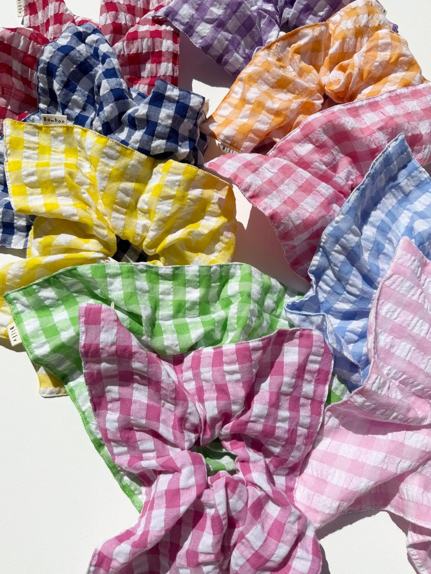 GINGHAM PETAL SCRUNCHIES - crystal bright