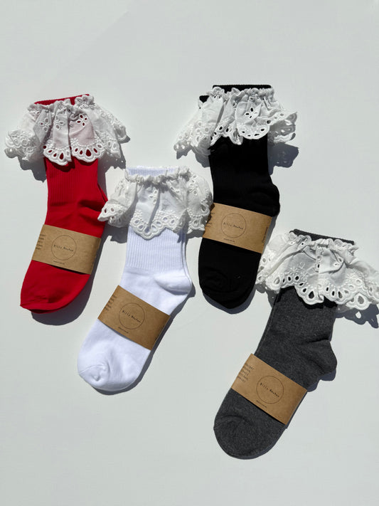 COTSWOLD MEADOW LACE SOCKS - neutral