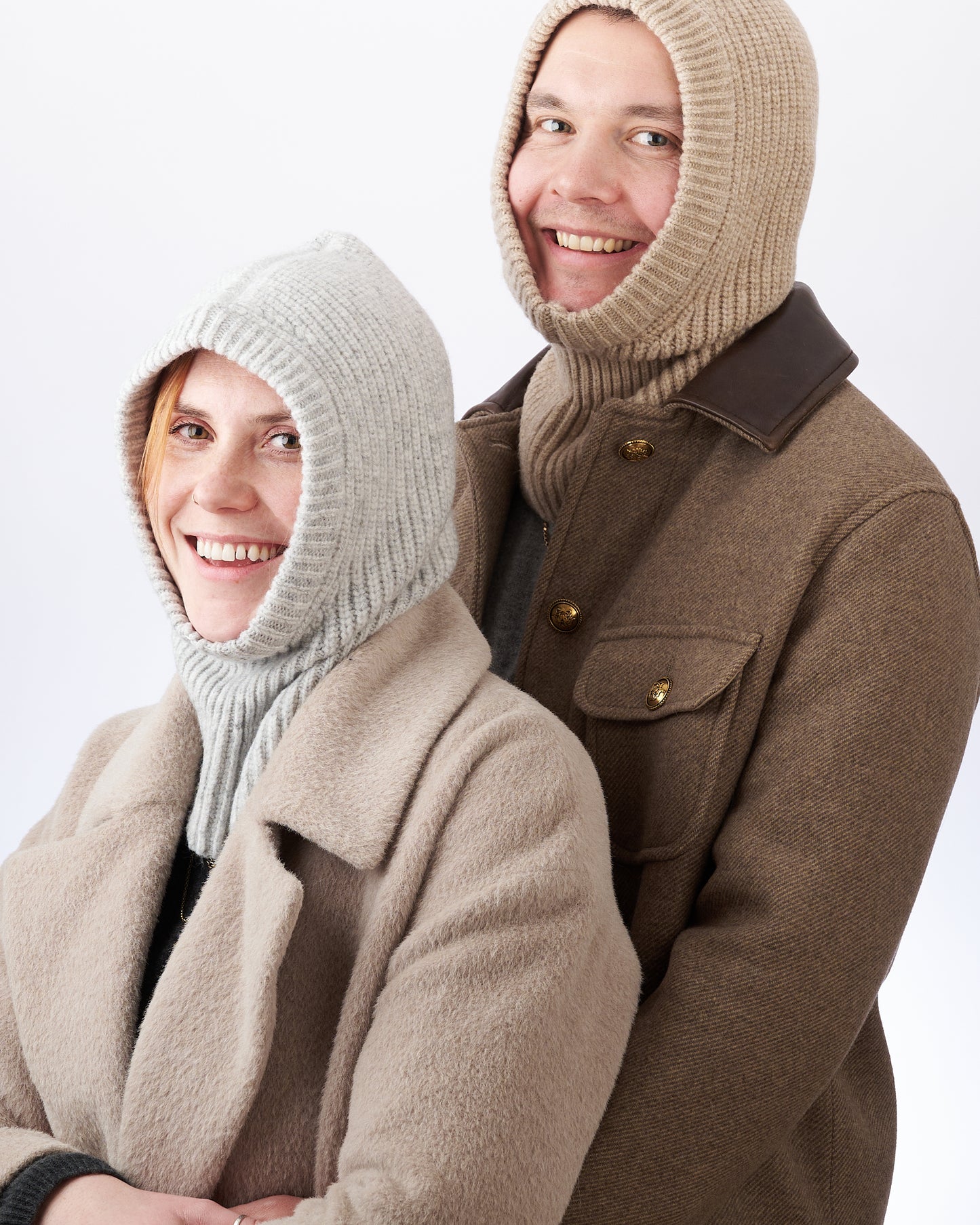 CHUNKY RIB FUZZY WOOL BALACLAVA - NUETRAL