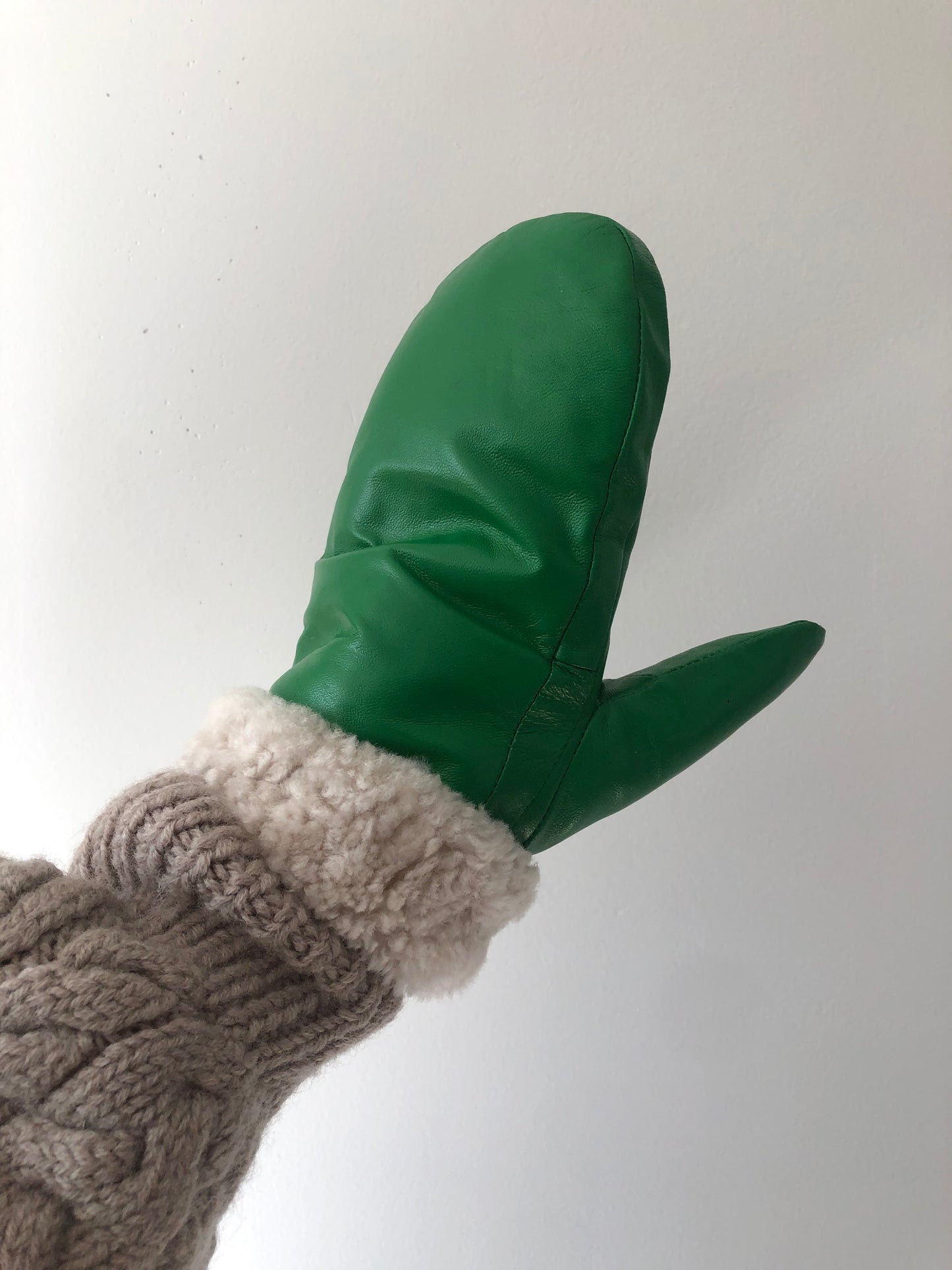 LEATHER SHEARLING MITTENS