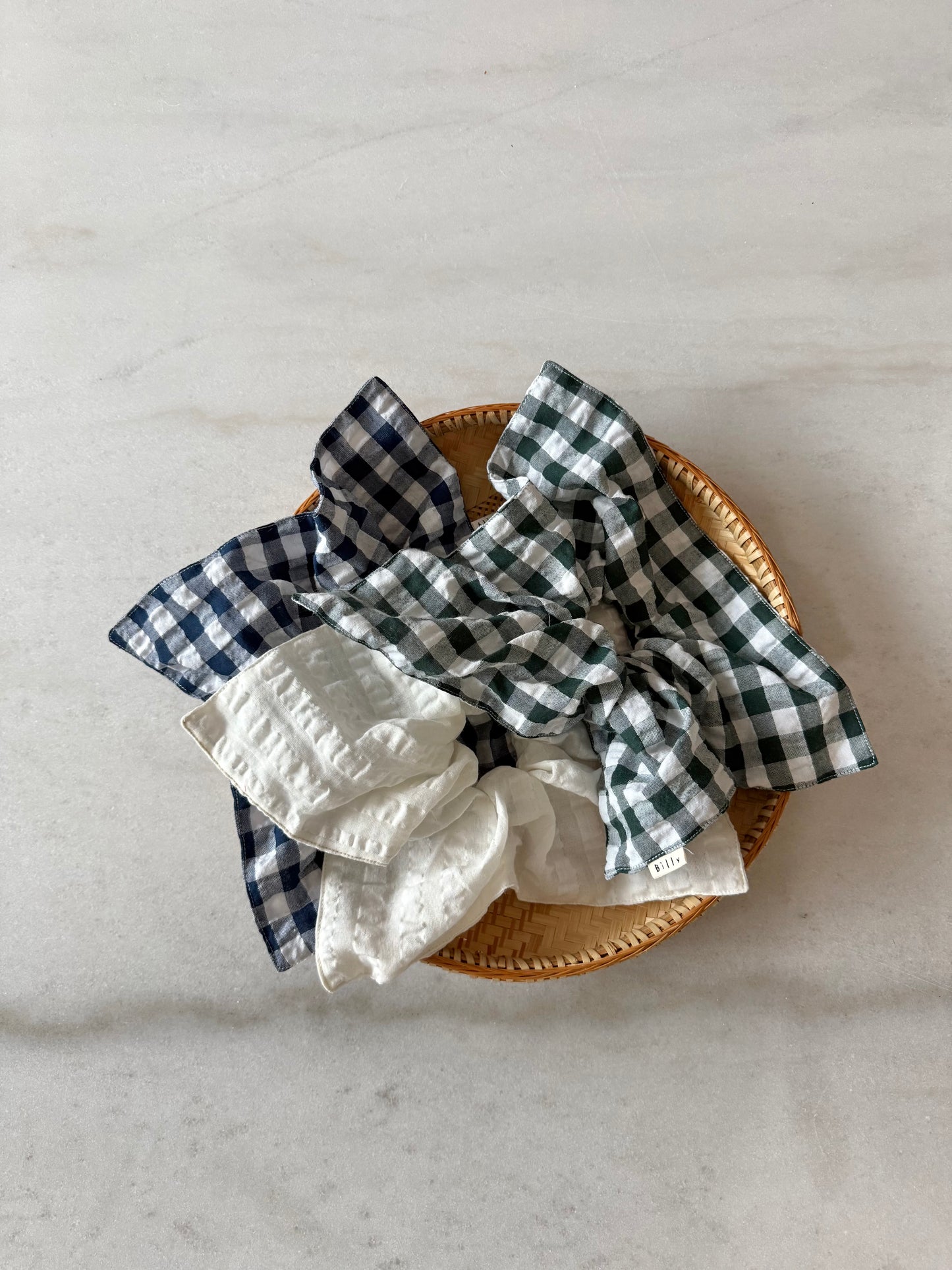 GINGHAM PETAL SCRUNCHIES - neutral