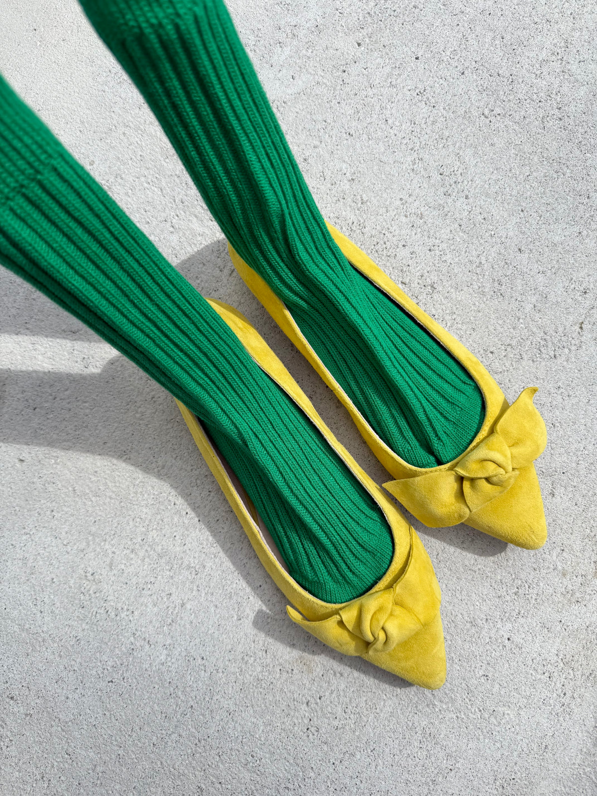 RIBBED COTTON HIGH SOCKS - crystal bright