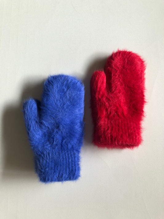 FLUFFY ANGORA MITTENS - crystal brights