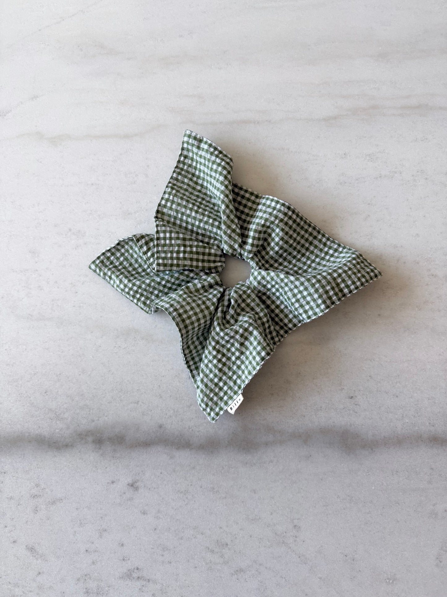 MINI GINGHAM PETAL SCRUNCHIES - neutral