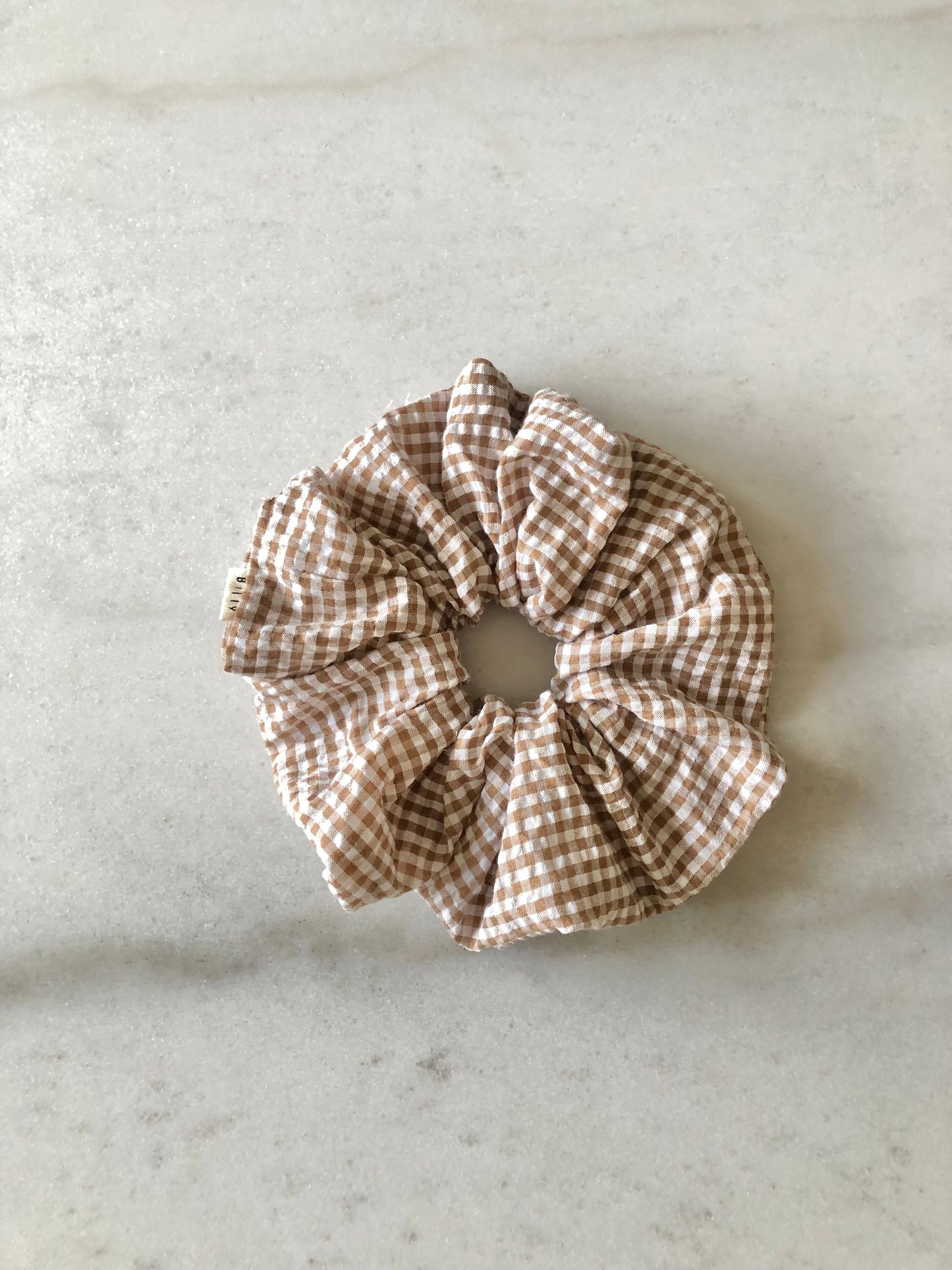 MINI GINGHAM SEERSUCKER SCRUNCHIES - neutral