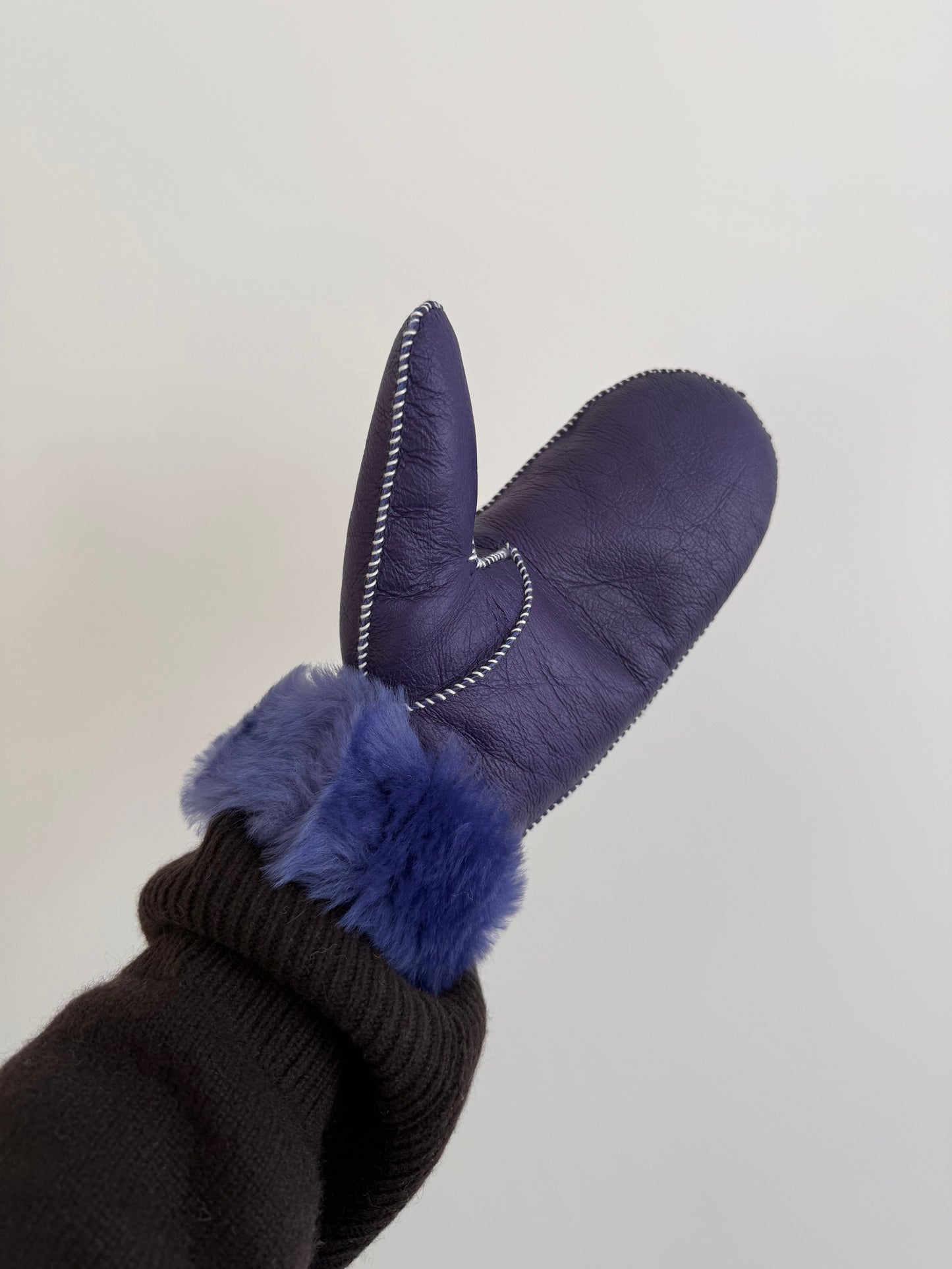 SHEARLING MITTENS - snow pastel