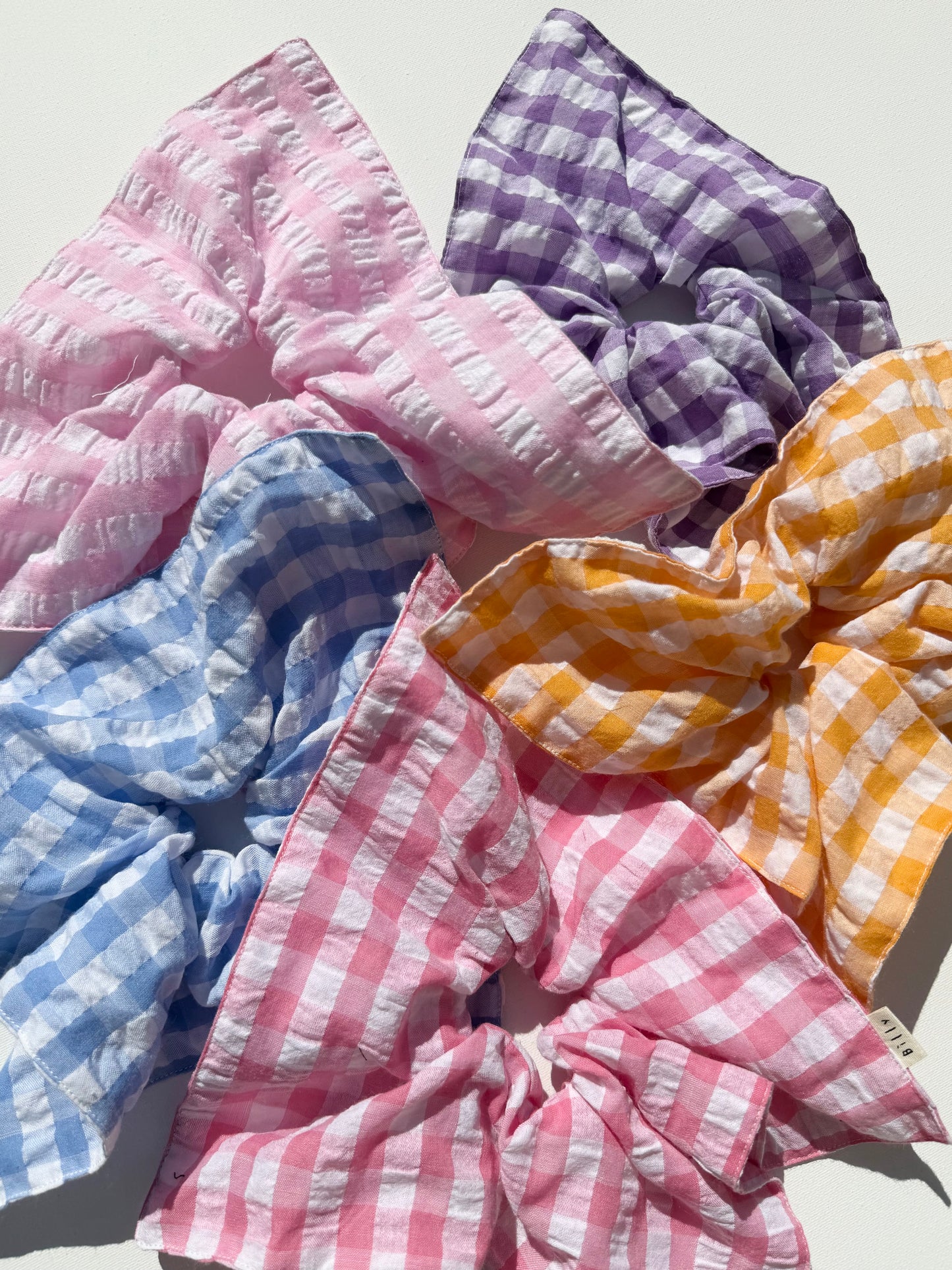 GINGHAM PETAL SCRUNCHIES - crystal bright