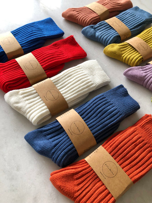 RIBBED COTTON HIGH SOCKS