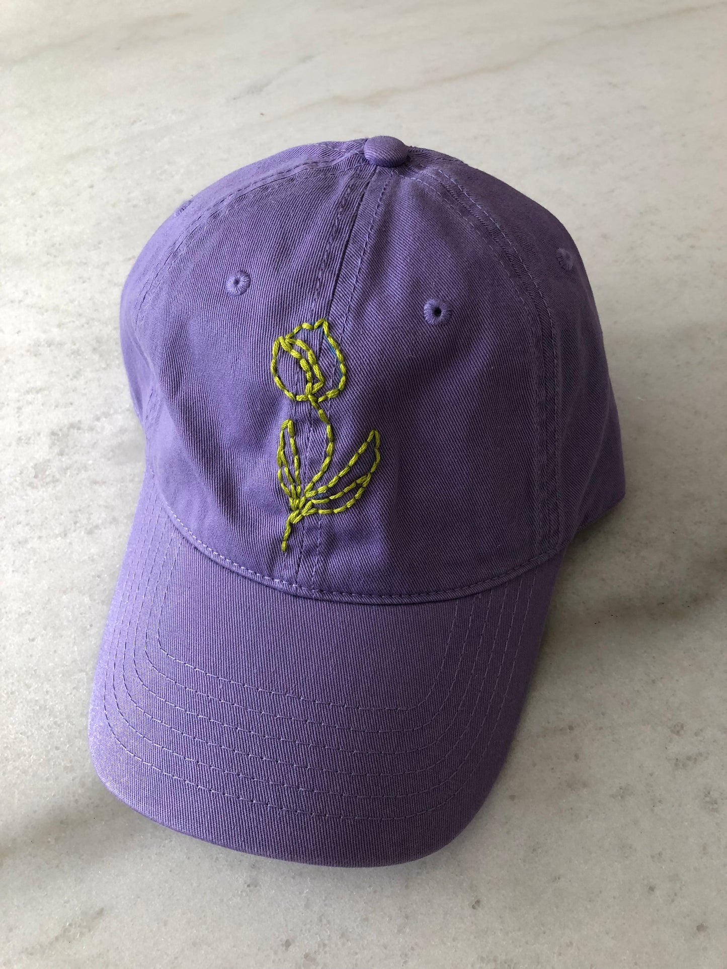 HAND EMBROIDERED TULIPS CAPS