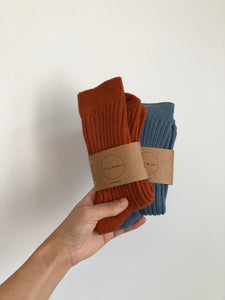 RIBBED COTTON HIGH SOCKS - pastel