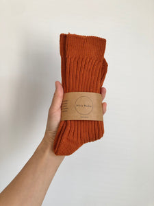RIBBED COTTON HIGH SOCKS - pastel