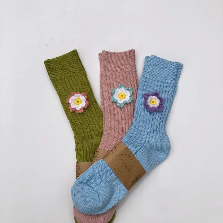 CROCHET DAFFODILS COTTON SOCKS