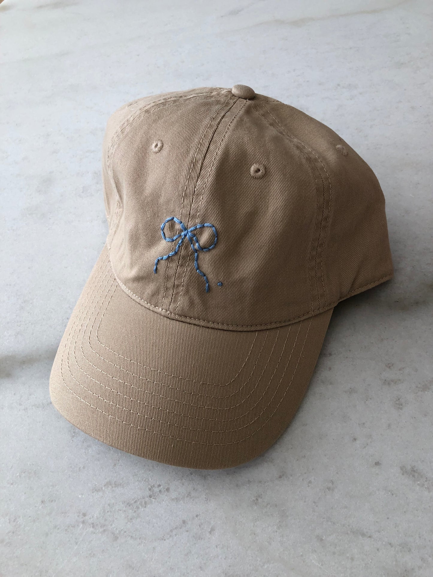 HAND EMBROIDERED BOW CAPS - neutral