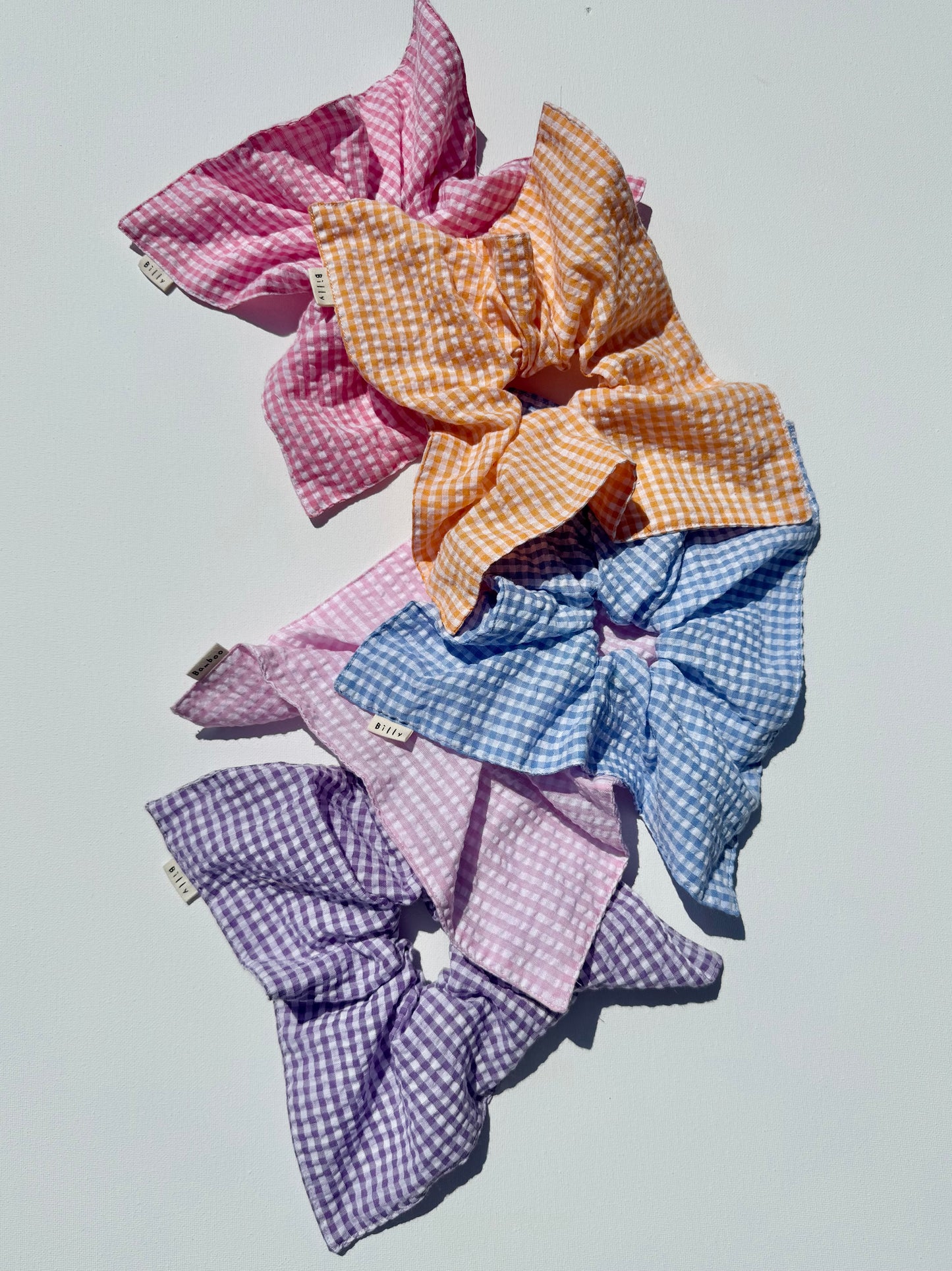 MINI GINGHAM PETAL SCRUNCHIES - bright