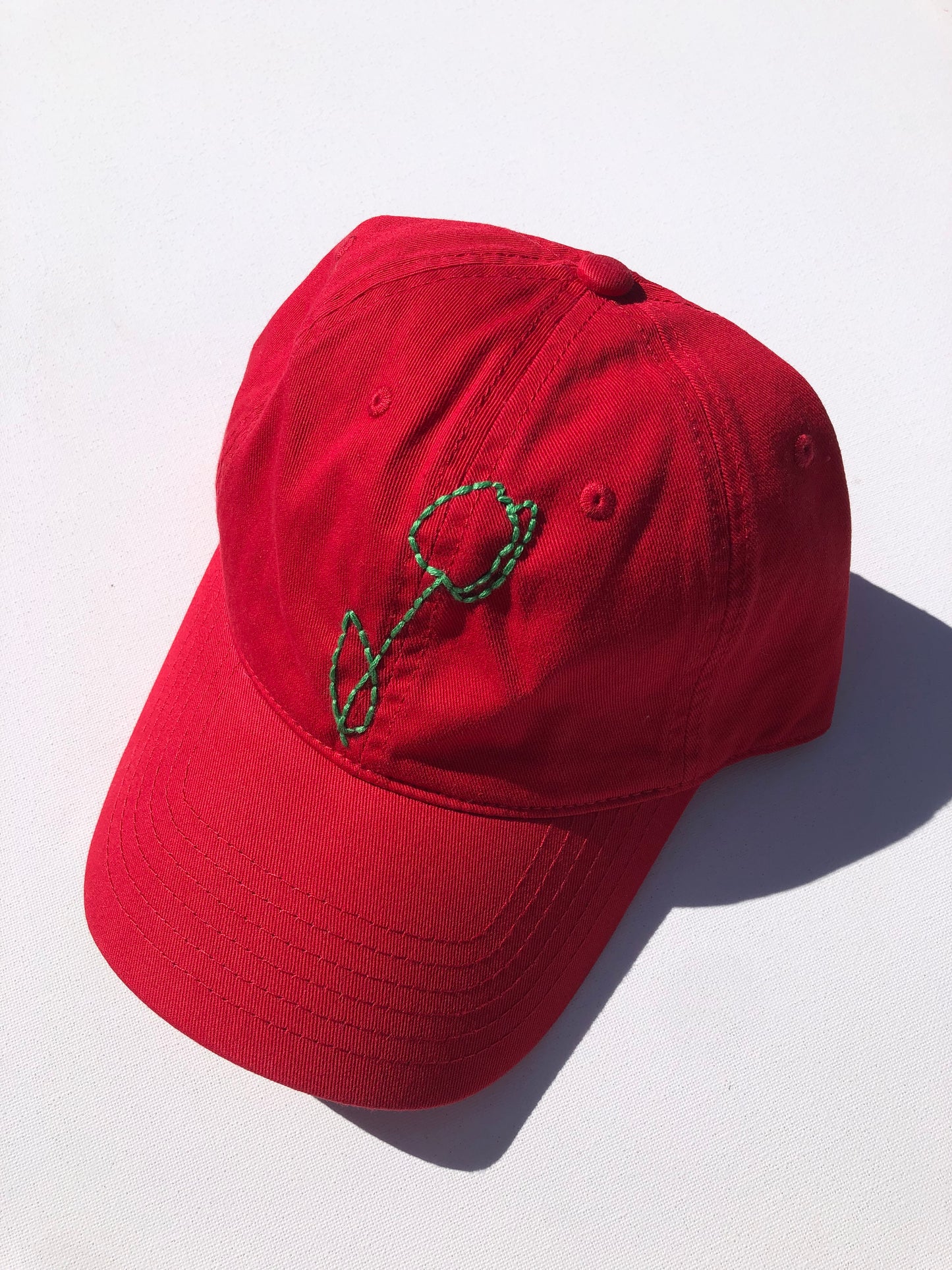 HAND EMBROIDERED TULIPS CAPS