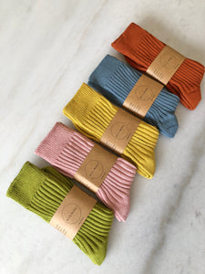 RIBBED COTTON HIGH SOCKS - pastel