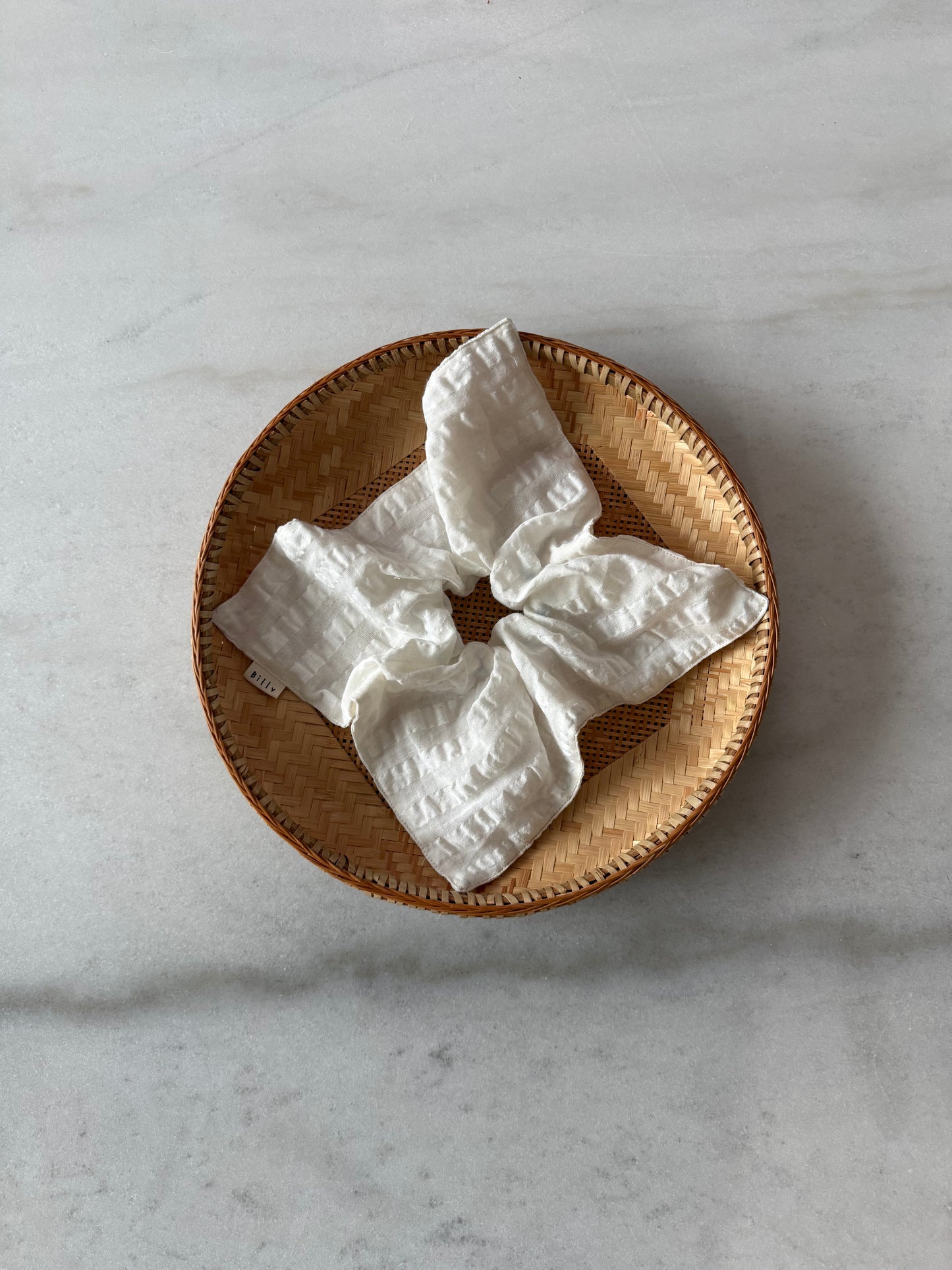 GINGHAM PETAL SCRUNCHIES - neutral