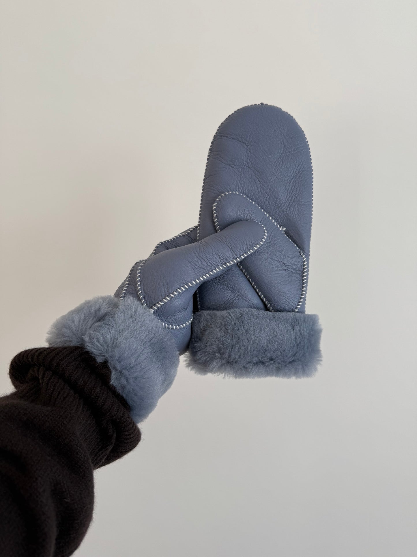 SHEARLING MITTENS - snow pastel