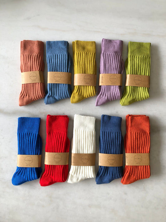 RIBBED COTTON HIGH SOCKS