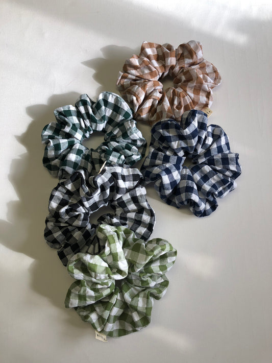GINGHAM SEERSUCKER SCRUNCHIES  - neutral