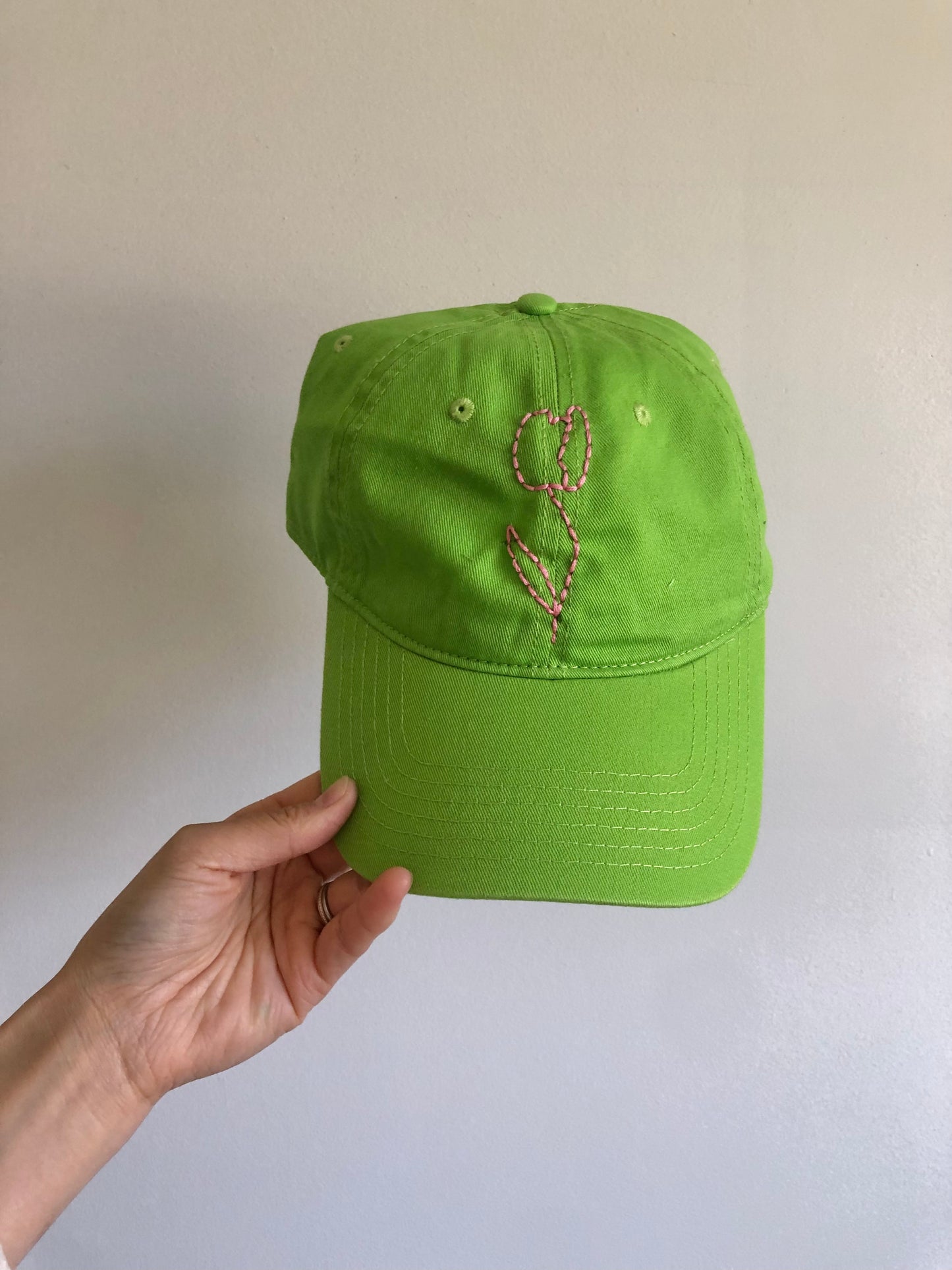 HAND EMBROIDERED TULIPS CAPS