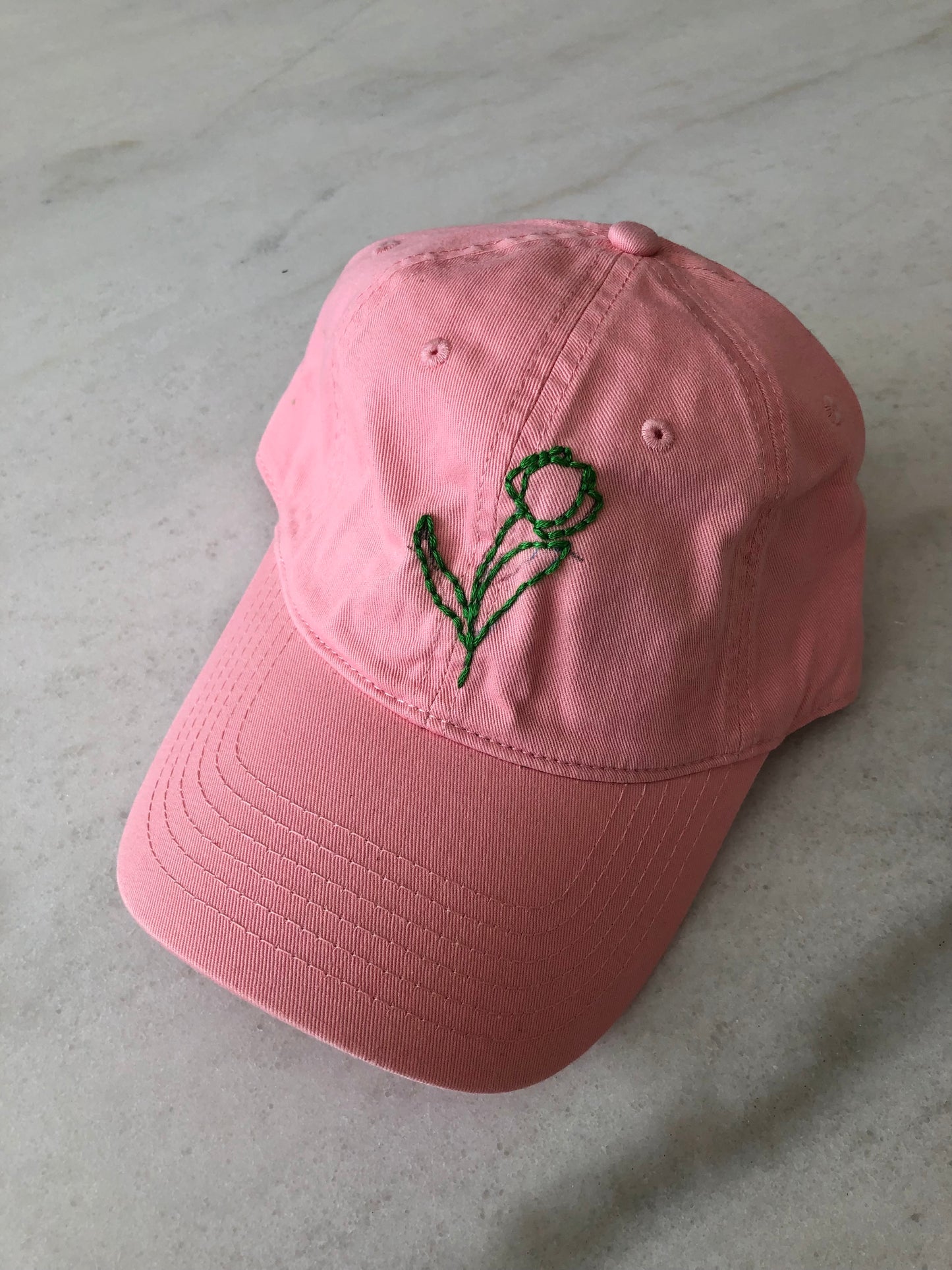 HAND EMBROIDERED TULIPS CAPS