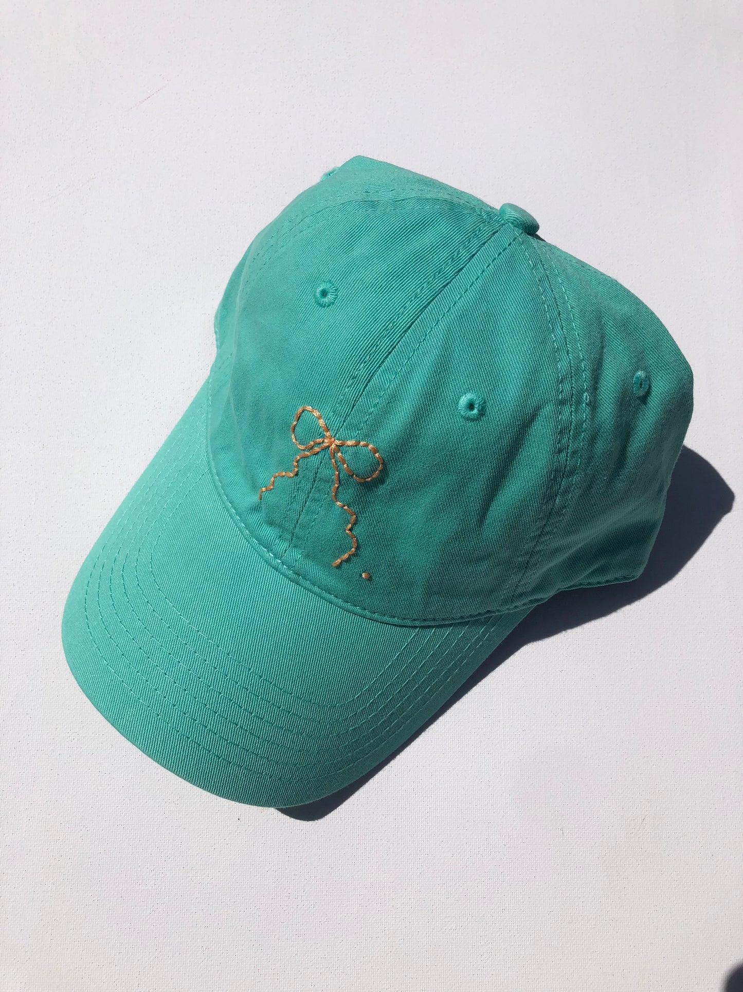 HAND EMBROIDERY BOW CAPS - pastel