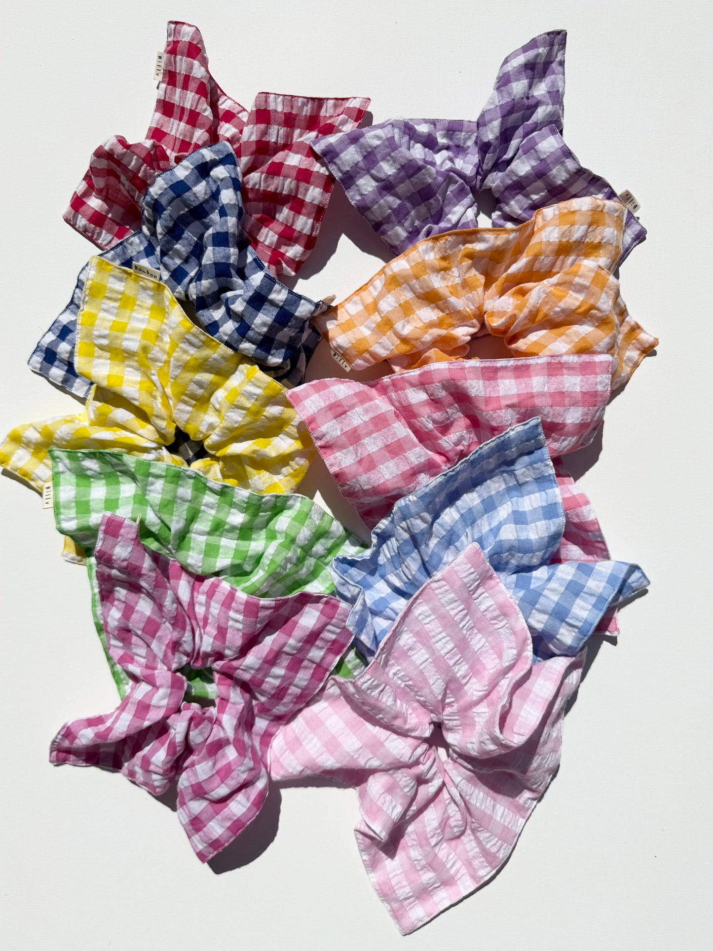 GINGHAM PETAL SCRUNCHIES - crystal bright