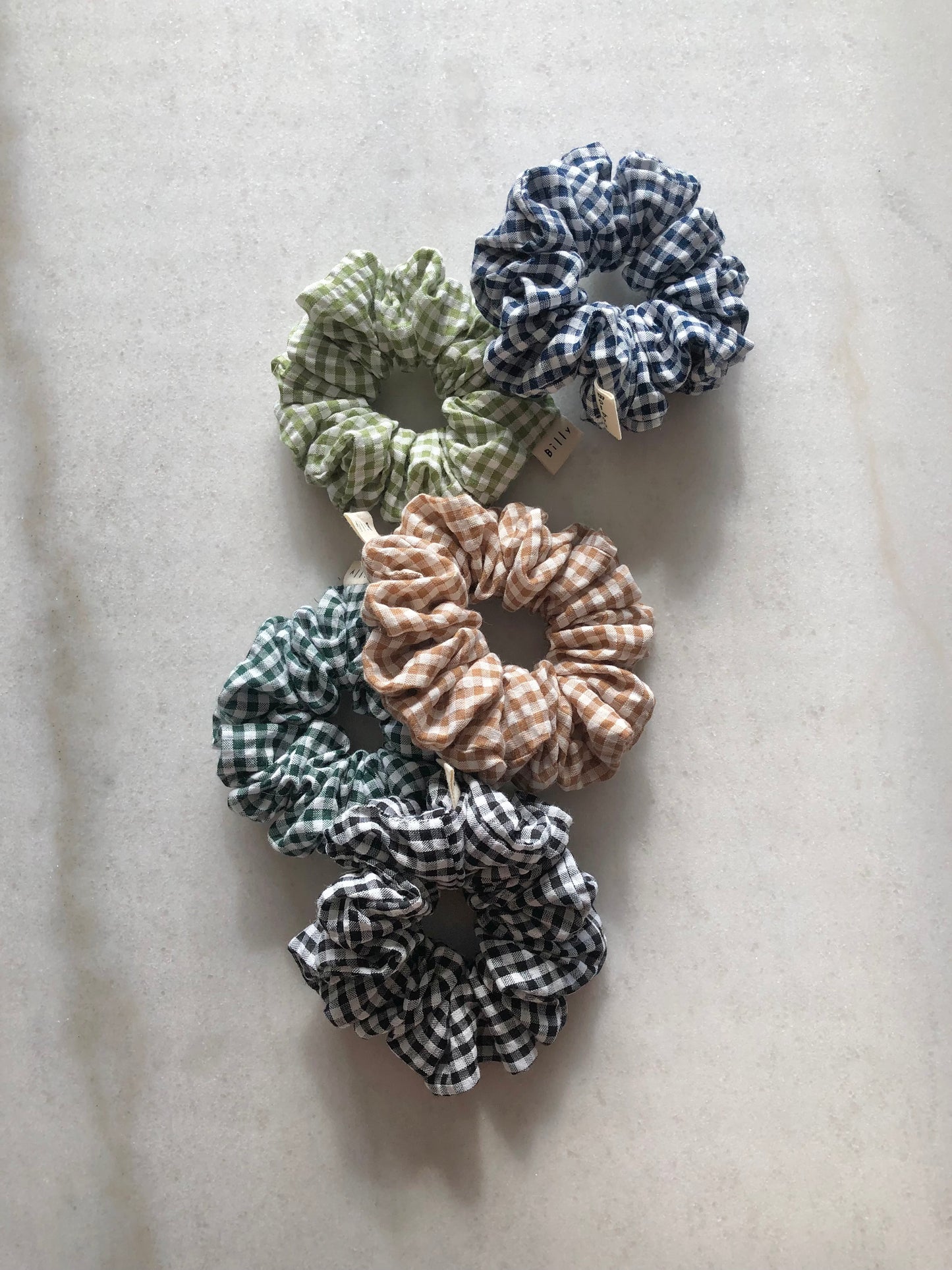 MINI GINGHAM SEERSUCKER SCRUNCHIES - neutral