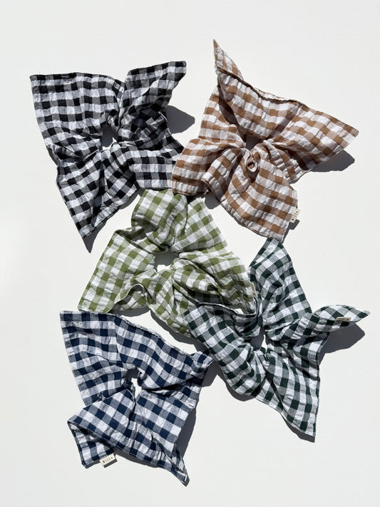 GINGHAM PETAL SCRUNCHIES - neutral