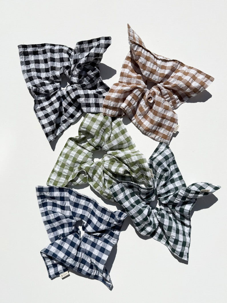 GINGHAM DIAMOND SCRUNCHIES - neutral