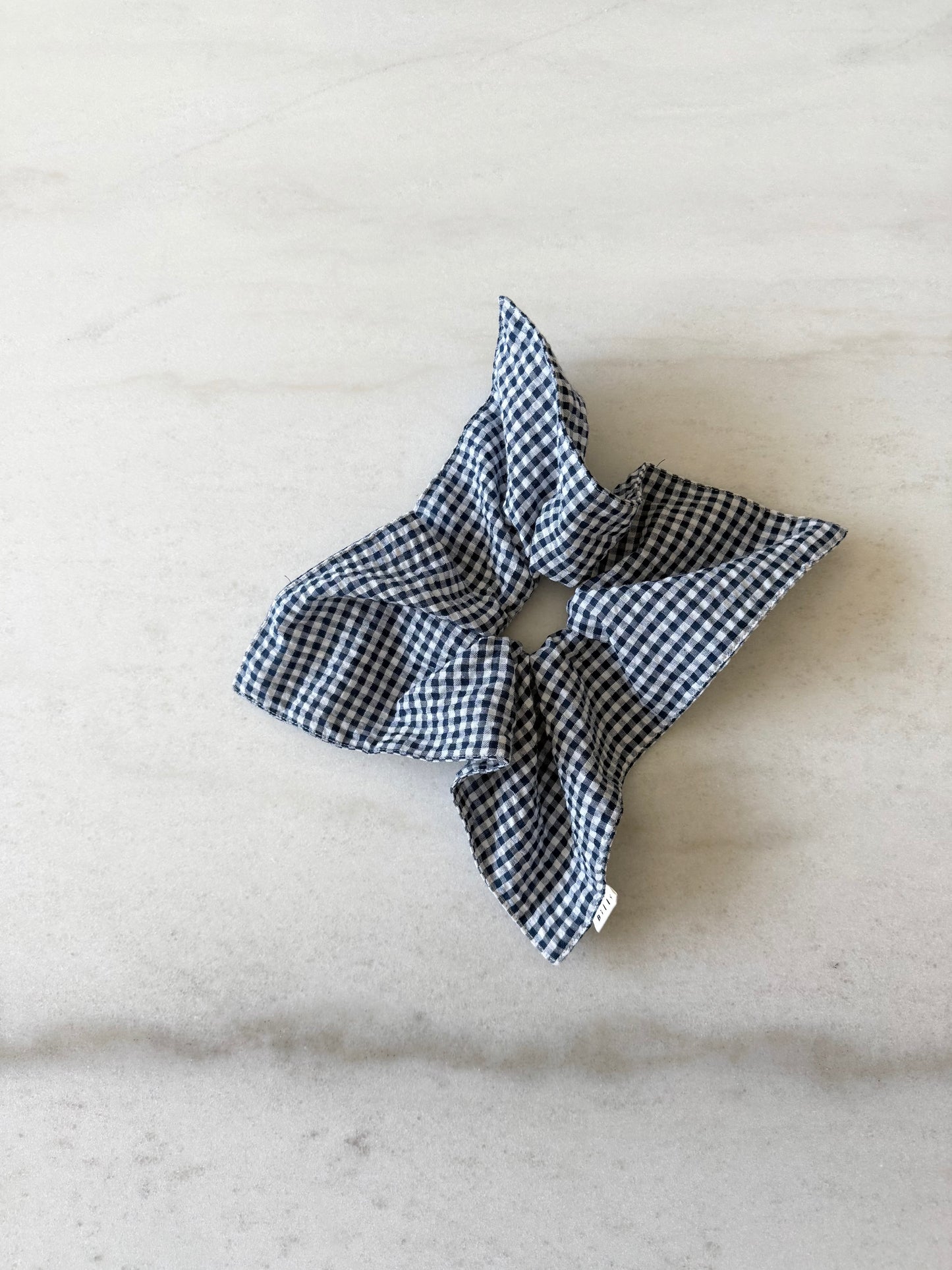 MINI GINGHAM PETAL SCRUNCHIES - neutral