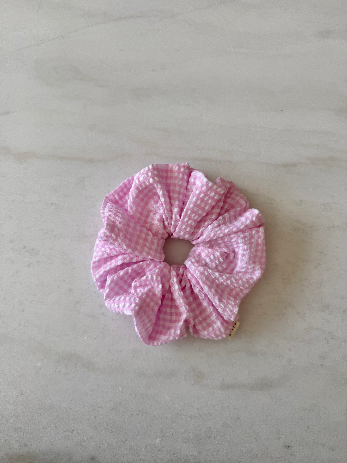 MINI GINGHAM SEERSUCKER SCRUNCHIES - crystal bright