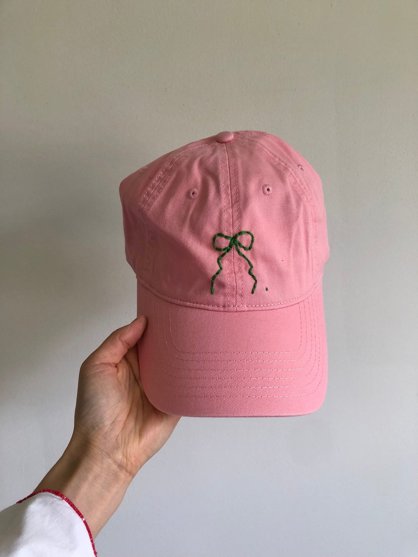 HAND EMBROIDERY BOW CAPS - pastel