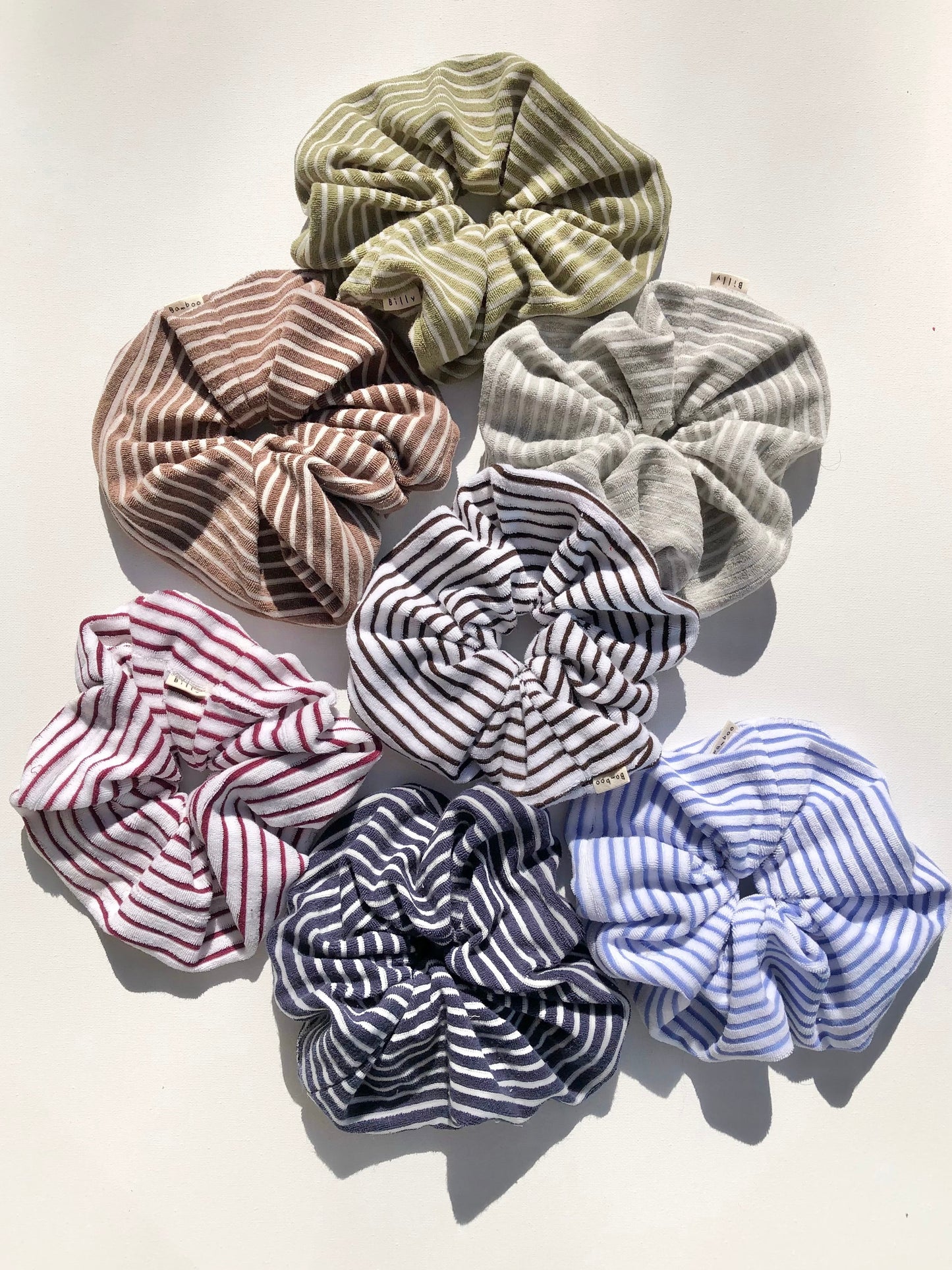 NOVA SCOTIA TOWELLING STRIPE SCRUNCHIES - neutral