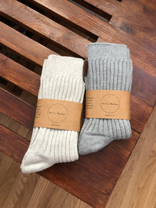 RIBBED COTTON HIGH SOCKS - neutral