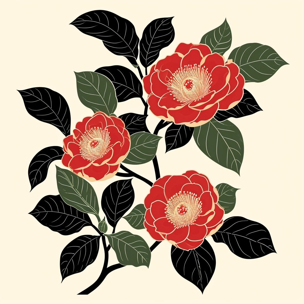 HAND EMBROIDERY CAMELLIA CAPS