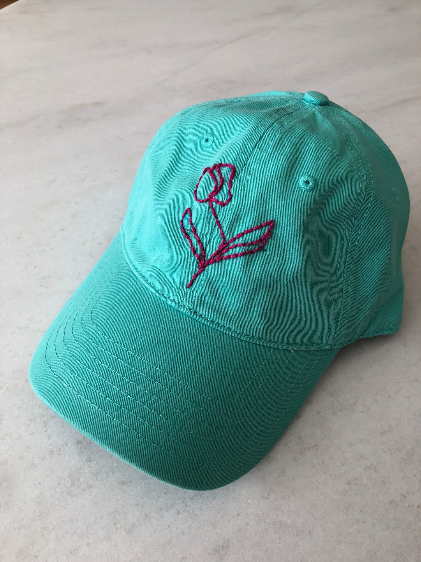 HAND EMBROIDERED TULIPS CAPS