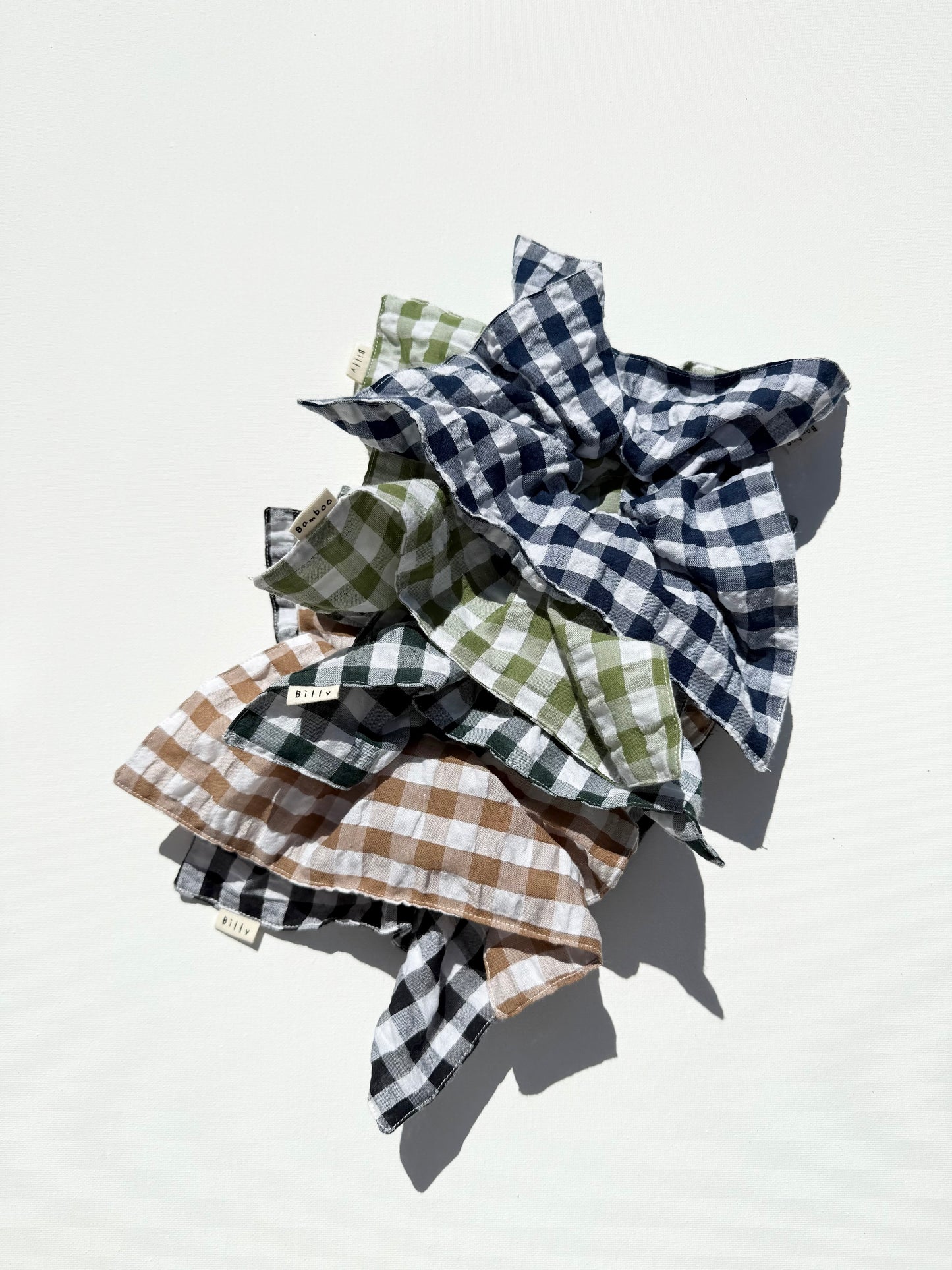 GINGHAM PETAL SCRUNCHIES - neutral