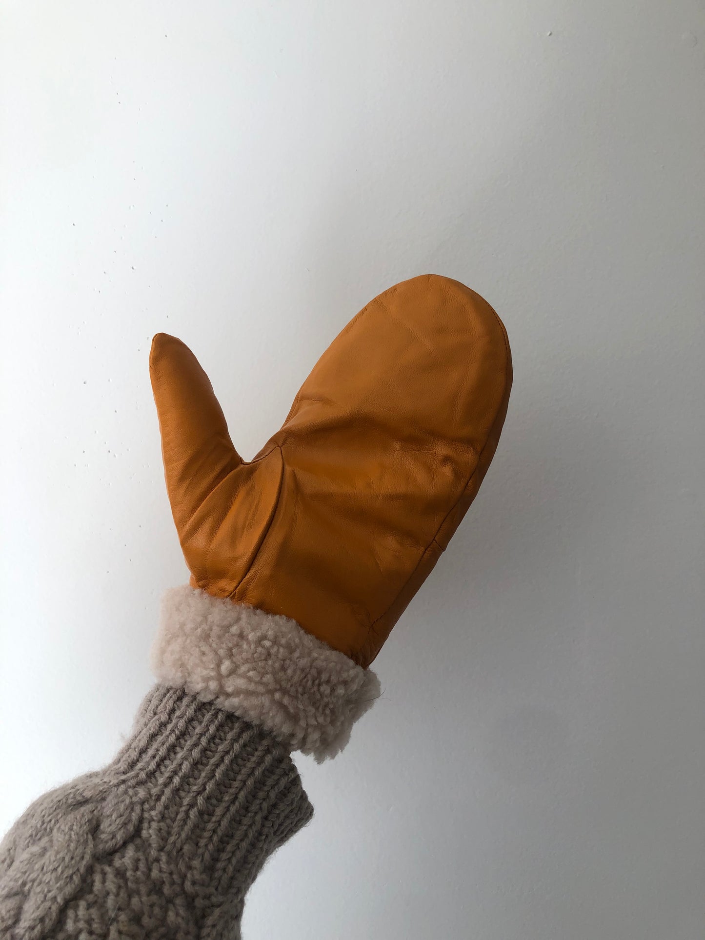 LEATHER SHEARLING MITTENS