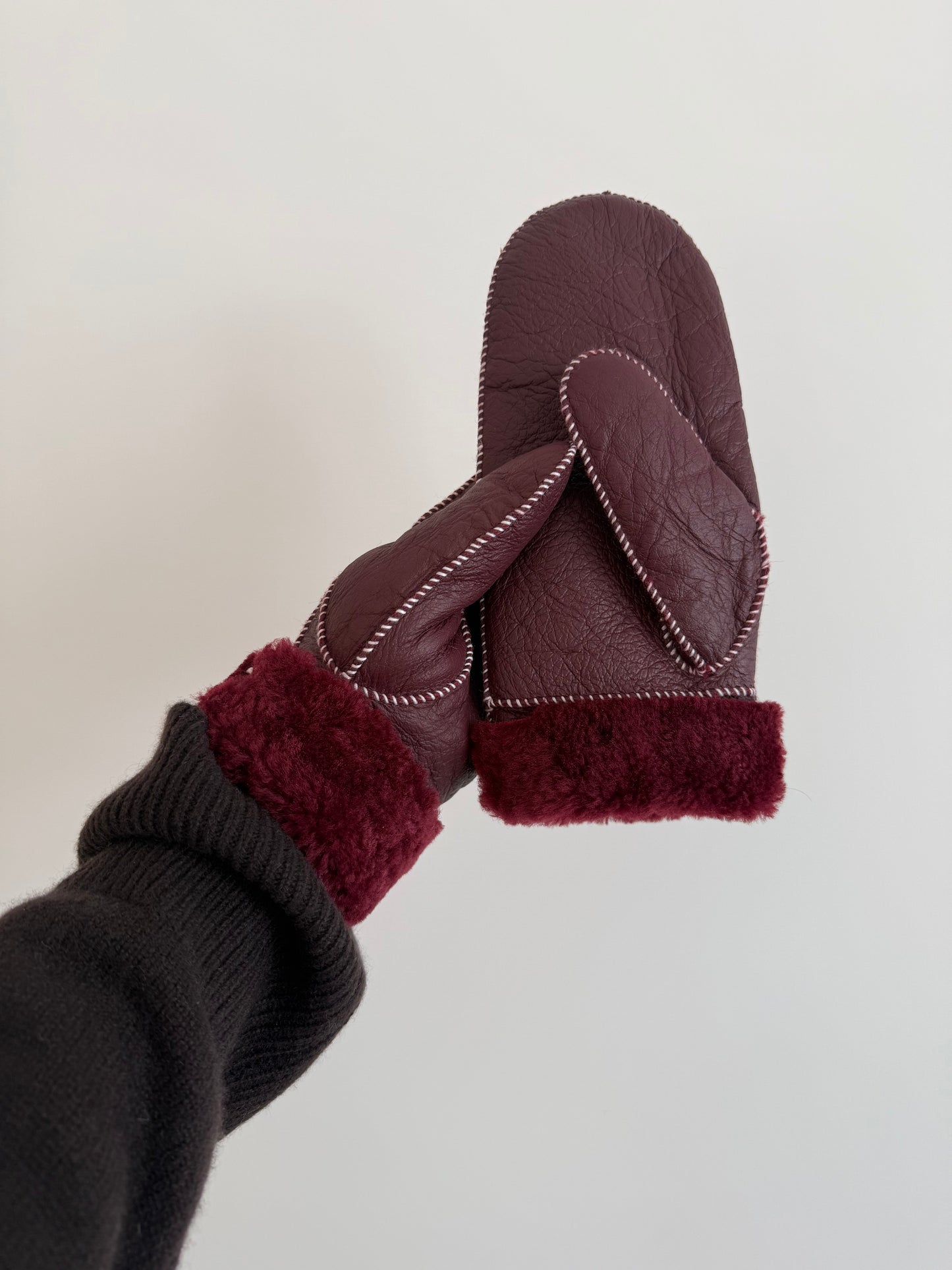 SHEARLING MITTENS - snow pastel