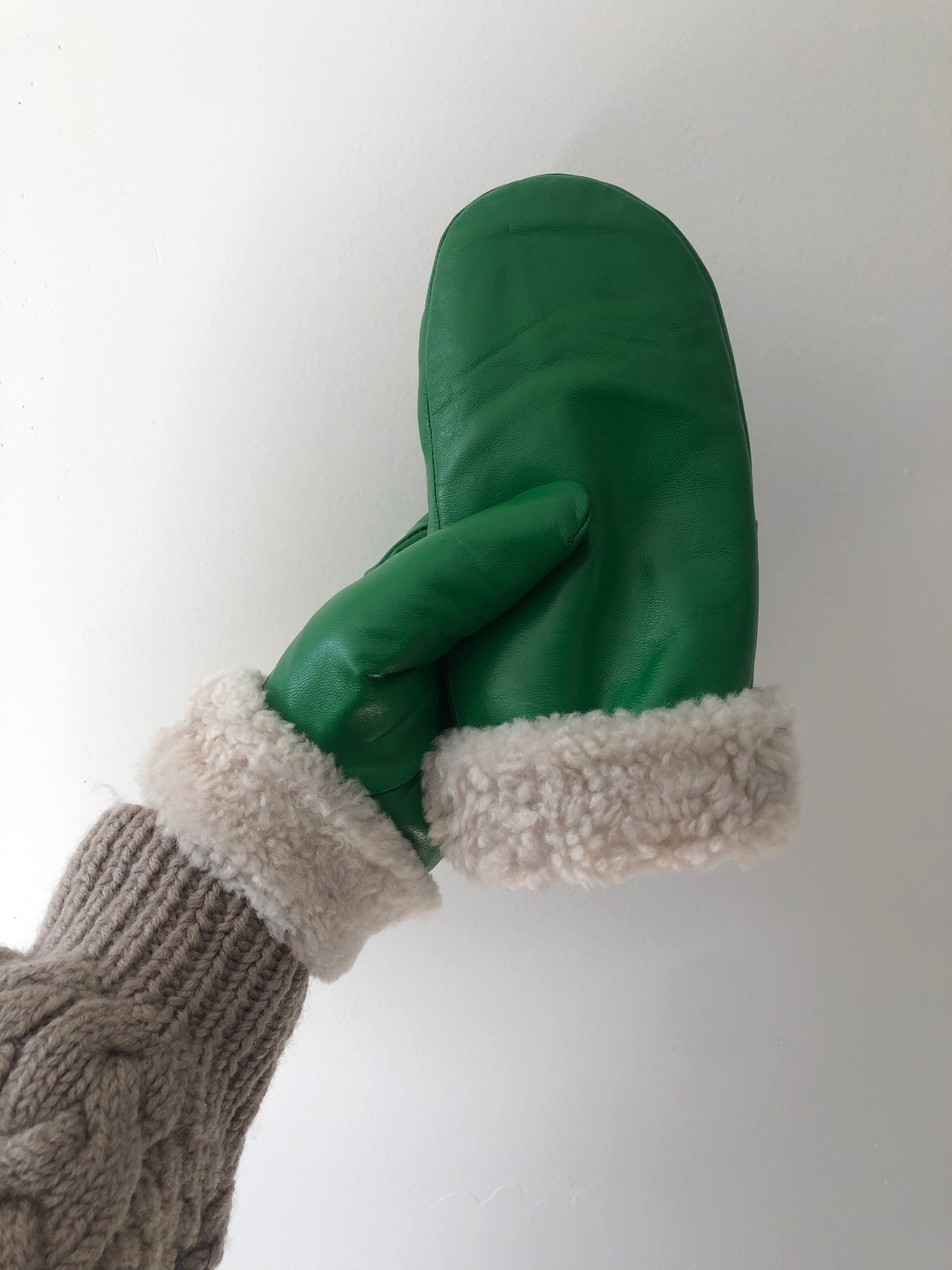 LEATHER SHEARLING MITTENS